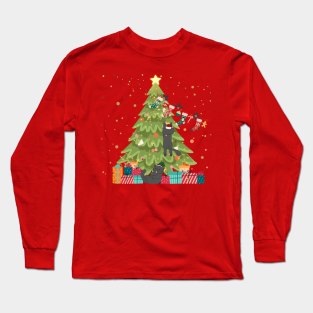 Christmas Trees with Cats Long Sleeve T-Shirt